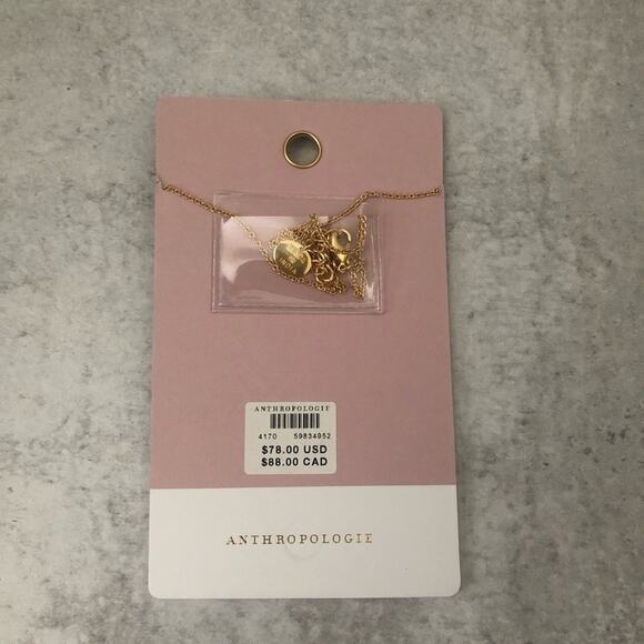 Anthropologie Joya Deco Diamond Monogram Pendant Necklace Letter K NEW - Picture 4 of 9